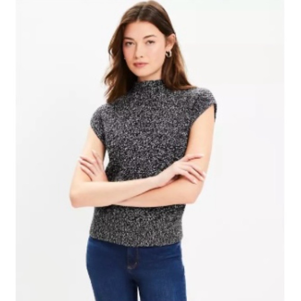 Loft Ribbed Wedge Mock Neck Sweater